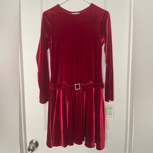 Bonnie Jean Girls Red Velvet Christmas Dress